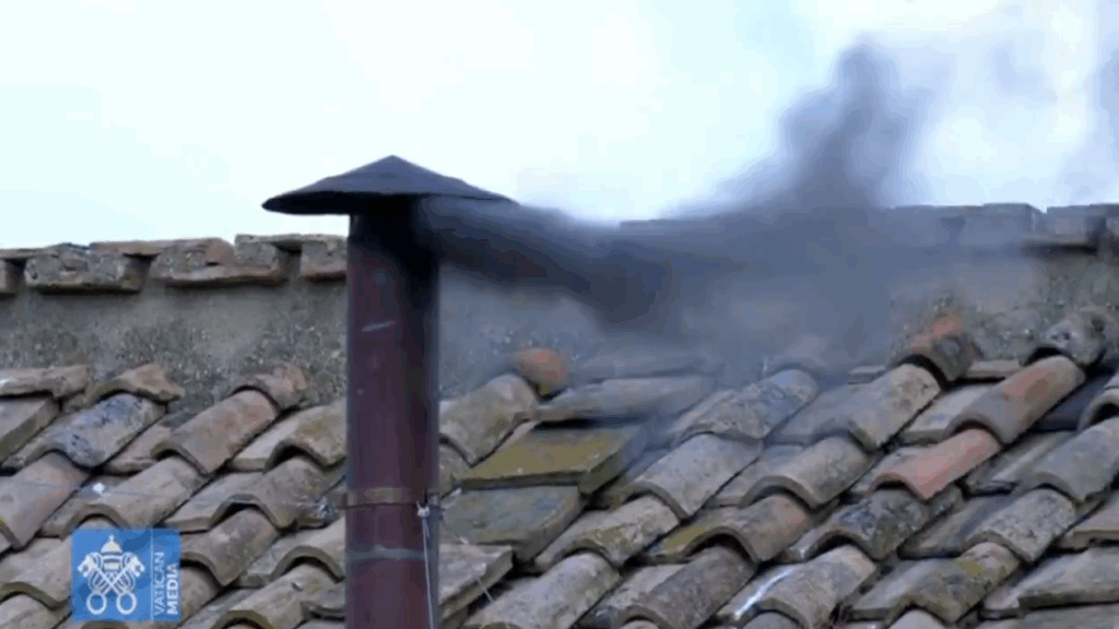 image showing Gray smoke emerged from the Vatican - the conclave has not yet chosen the next Pope